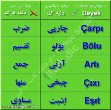 علامت های زیاضی در تورکی آذربایجانی