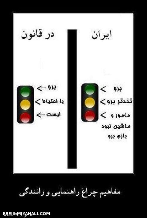 مفهوم چراغ راهنمایی و رانندگی در ایران...!!