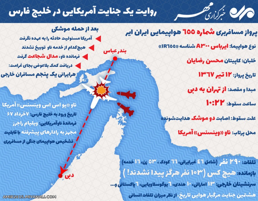 روایت جنایت تاریخی امریکا در خلیج فارس- سرنگونی هواپیمای مسافر بری ایران 12 تیر 67