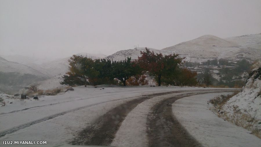 اولین برف پاییزی در میانه؛ بخش کندوان : اطراف روستای تجرق، 28 مهر 93