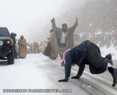 عربستان برف اومده