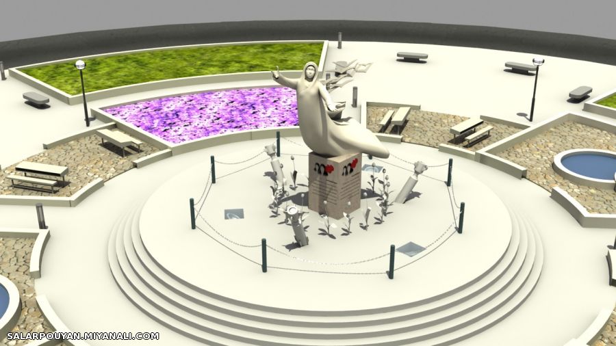 طرح المان بومی برای میدان شهدای زینبیه میانه/ ورودی شهر از سمت تبریز