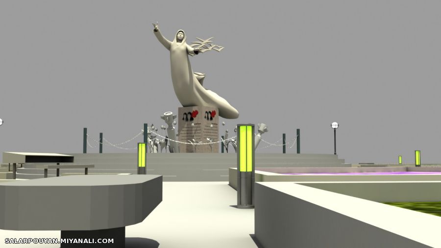 طرح المان بومی برای میدان شهدای زینبیه میانه/ ورودی شهر از سمت تبریز